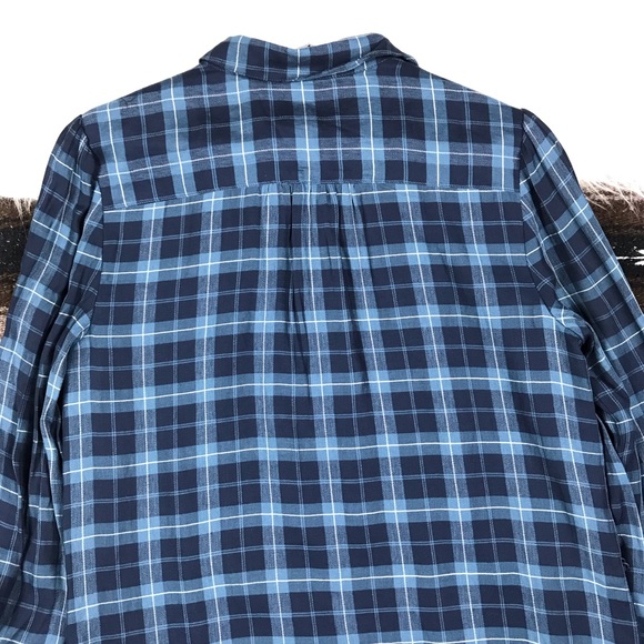 LOFT T-Shirt Dress Blue Plaid Long Medium - Picture 8 of 8